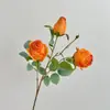 Flores Artificiais Rosa com Borda Queimada, Flores Realistas de Alta Qualidade para Decoração de Casa, Sala de Estar, Ornamentos de Mesa de Jantar, Arranjos Florais de Casamento, Flores Decorativas