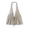 2025 Popular Ropa de Mujer Transfronteriza Aliexpress Exportación al por Mayor Nuevo Top de Popelina con Rayas Z y Cuello Halter