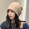 Gorro de malha infantil letras primavera e outono rede rosto vermelho pequeno chapéu de malha all-match chapéu frio chapéu baotou heap moda outono e inverno