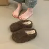 Zapatos Peludos Baotou con Plataforma Moda Pantuflas de Algodón para Mujer 2026 Invierno Nuevas Versátiles Suela Gruesa Acolchadas Cálidas Antideslizantes
