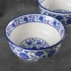 Cuenco de cerámica de porcelana azul y blanco, engrosado para uso doméstico, resistente al calor, tazón grande para restaurantes, adecuado para servir fideos con res, fideos para hot pot, sopa y fideos mixtos