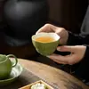 Tangerina Verde Pequeña Taza Dorada Maestro Naranja Verde Cerámica Nuevo Estilo Retro Chino Imitación Dinastía Song Juego de Té Kung Fu Taza de Té para el Hogar Taza Individual