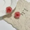 Pendientes Súper Hada Dulces de Flor Roja Estilo Mori Estilo Pastoral Frescos y Elegantes Pendientes Elegantes Elegantes Joyería de Diseño de Nicho