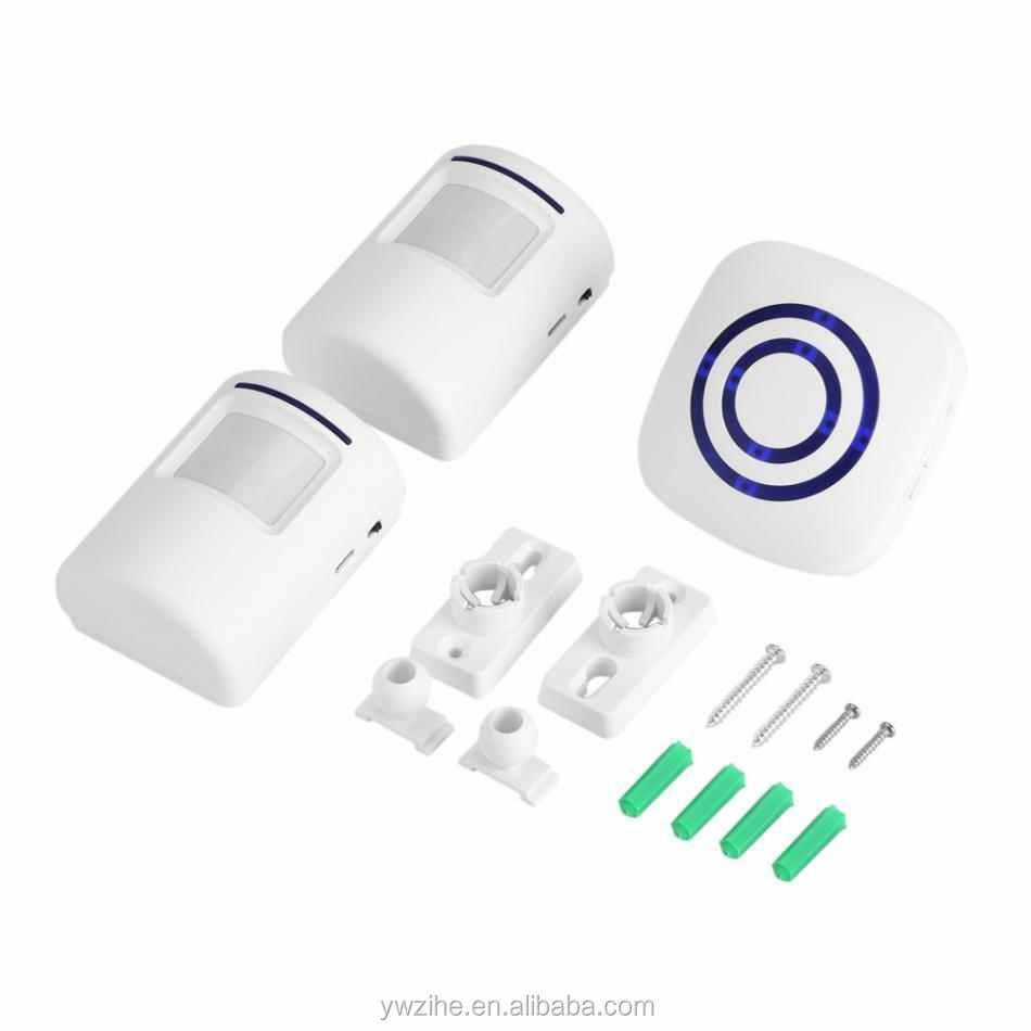 110V-240V 无线门铃 PIR 红外传感器运动探测器入口门铃警报器带接收器和发射器欧盟/美国插头热
