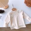 Camisa de base de terciopelo de una pieza de estilo occidental para niña Otoño e invierno Top forrado de polar para bebé Camiseta interior cálida para niños de moda