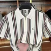 Camisa Polo de Verano 2026 Estilo Nuevo con Cremallera para Hombre, Camiseta de Manga Corta a Rayas de Moda con Logo de Caballo Bordado Delgado y Cuello Campana para Hombre