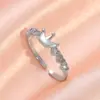 Anel de Coroa Europeu e Americano de Moda Transfronteiriça Cravejado com Zircônia Diamantada Recortado Elegante de Ponta Aberto Ajustável Anel Presente
