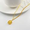 Nuevo Collar Hueco de Arena de Azúcar Oro para Mujer Aretes Dorados de Lujo Ligero de Alta Gama Moda Anillo Combinable Juego de Joyería