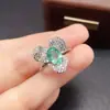 Anillo de Esmeralda Natural Transfronterizo Accesorios de Piedras Preciosas Nicho Gama Alta Joyería de Plata 925 6*8 Ventas Directas de Fábrica de Joyería