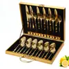 Juego de cubiertos de acero inoxidable de 24 piezas - Cuchillo para carne - Caja de regalo