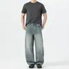 Ropa de Hombre Fengshe / Nuevo Estilo Americano Verano 2026 Jeans para Hombre, Pantalones de Pierna Ancha Rectos Holgados de Moda