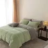 Conjunto de cuatro piezas de forro polar para bebé de alta densidad grado A, diseño minimalista, color liso, dos tonos, adecuado para dormir sin ropa, antiestático, cálido conjunto de forro polar para bebé