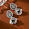 Pendientes vintage con forma de gota de agua con perlas y diamantes de imitación, pendientes de aleación con borlas, pendientes de campana bohemios para mujer