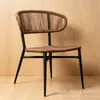 Mesa e cadeiras de metal personalizadas para áreas externas, combinação de pátio, jardim, terraço, lazer, cadeira de vime, proteção solar à prova d'água, mesa e cadeiras de vime para quintal
