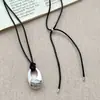 Collar de Cuerda de Cuero Negro con Frijol Dorado Estilo Nazha para Mujer Cadena de Suéter Nueva Transfronteriza Accesorios de Nicho Simple de Alta Gama