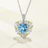 Nuevo collar de lujo con colgante de topacio azul cielo, aguamarina, amarillo y azul cielo en forma de corazón con diamantes brillantes.