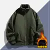 Chaqueta cálida de forro polar con cuello alto para hombre, comercio exterior transfronterizo, diseño multibolsillos, bolsillo oculto en el brazo, abrigo de algodón cortavientos