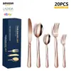 Juego de cubiertos de acero inoxidable de origen transfronterizo, 40 piezas, Amazon, artículos de cocina para el hogar, cuchillo, tenedor y cuchara para bistec de hotel