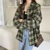 Foto Real de Camisas de Cuadros Retro Japonesas y Coreanas para Mujer, Camisas de Manga Larga, Chaquetas, Chaquetas de Manga Larga de Diseño Holgado