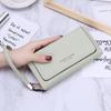 Moda Trendy Três Dobra Mulheres Clutch PU Couro Pulseira Mulheres Carteira de Telefone Móvel