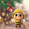 Pingente para Retrovisor de Carro Cruz Plana de Acrílico Popular Charmoso Abelha Decoração de Árvore de Natal Pingente de Bolsa