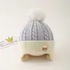 Gorro para Bebé Estilo Coreano Versátil con Pompón Protección para Orejas para Otoño e Invierno, Gorro Cálido de Punto para Niños y Niñas, Engrosado y Súper Lindo para Bebés