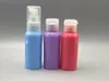 Garrafa plástica PET redonda de 50ml, calibre 20, nas cores vermelho, azul, amarelo, com ombro arredondado, frasco spray, frasco dosador