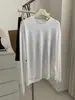 Top de Tencel estilo coreano minimalista para mujer, con cuello redondo, borde deshilachado, protección solar, adelgazante y versátil, camiseta de manga larga, Verano 2026