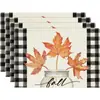 Amazon Halloween Acción de Gracias Manteles Individuales Calabaza Hoja de Arce Manteles Individuales Pavo Otoño Decoración de Mesa Manteles Individuales Resistentes al Calor