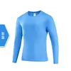 Nova Chegada Primavera 2025 Transfronteiriço Amazon Cor Sólida Manga Longa Gola Redonda Secagem Rápida Camiseta Esportiva Masculina Respirável Roupa para Corrida