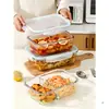 Caja de almuerzo de vidrio para calentar en microondas capacidad caja de almuerzo para oficinista grado alimenticio refrigerador sellado conservación fresca