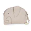 Bolsa para Monedas de Piel de Vaca de Primera Capa para Mujer, Bolso Mini Corto, Llavero de Elefante Japonés Lindo, Ultra Delgado, Bolsa para Monedas, Piel Genuina