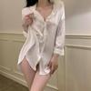 Camisa de Noche para Mujer con Diseño Único, Primavera y Otoño 2026 Nuevo Estilo Coreano Holgada de Longitud Media Manga Larga Camisa Exterior