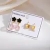 Brincos Pendentes de Trevo de Cinco Folhas Retro Francês para Mulheres Temperamento de Alta Classe Pingente Longo de Cristal Conjunto de Brincos de Tarraxa de Flor de Rosa