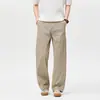 Pantalones casuales frescos transpirables de seda de hielo para hombre, verano finos rectos holgados de pierna ancha 2026 nuevos pantalones largos deportivos