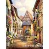 Pintura al óleo estilo europeo de un pueblo junto al lago, Pintura de diamantes con cobertura total de diamantes, Nueva escena callejera vintage para decoración de sala de estar, Fábrica de punto de cruz con diamantes