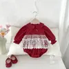 INS Ropa de Bebé Otoño Nuevo Vestido Mono de Encaje para Pequeñas Princesas para Cumpleaños de 100 Días