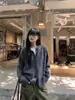 Nuevo Abrigo Suéter de Mujer Otoño 2026 Vintage Negro y Gris Bordado Manga Larga Cuello Redondo Tejido Cárdigan Superior