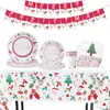 Decoración Navideña Transfronteriza de Temporada Diseño para Fiesta Plato de Papel Vaso de Papel Servilleta de Papel Mantel Plato Desechable para Cena Paquete de Vajilla