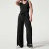 Mono de mujer informal ajustado de moda europea y americana, sin mangas, color sólido, con cuello en V, primavera/verano 2023