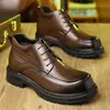 Botas Altas con Forro de Borrego de Invierno, Botas de Trabajo Calientes de Estilo Británico de Moda, Zapatos de Algodón Calientes para Hombre, Zapatos de Cuero con Suela Gruesa para Hombre, Disponibles para Dropshipping