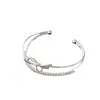 Estilo Lujo Ligero Europeo y Americano Pulsera Abierta de Doble Capa Cuadrada Calabaza con Lazo de Zirconia Joyería de Nicho Elegante de Alta Gama para Mujeres
