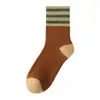 Calcetines cálidos de rizo para invierno forrados de felpa gruesos para el frío cálidos para hombres y mujeres con invierno [calcetines de rizo a rayas retro]]