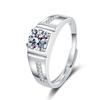 Fabricantes fuente venta al por mayor moissanita anillo vivo para hombre dominante anillo abierto ajustable para hombre anillo de boda suministro transfronterizo