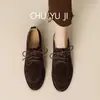 Primer Encuentro con Zapatos Mocasines de Estilo Británico: Zapatos Pequeños de Cuero Vintage, Zapatos de Mujer de Tacón Bajo con Cordones y Tiras Cruzadas de Gamuza