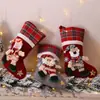 Calcetines de Muñeco de Navidad a Cuadros Grandes Decoraciones Navideñas Bolsas de Regalo para Niños Calcetines de Dulces Bolsas de Regalo
