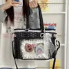 Bolso bandolera para chica de universidad, bolso de hombro transparente de gran capacidad, bolso ita de encaje de gran capacidad para muñecas