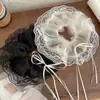 Goma para el pelo de Malla con Encaje Negra y Blanca Lazo de Encaje Hecho a Mano Estilo Ballet Cinta para el Pelo Accesorio Elástico para el Pelo