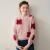 Nuevo Suéter de Cachemira para Mujer Estilo Casual de Cuello Redondo, Otoño 2026, con Jacquard Floral, Suéter de Cachemira de Corte Holgado