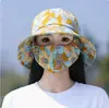 2025 Nuevo Sombrero Máscara Integrada Sombrero de Sol Protector Solar Verano para Mujer Cubierta Facial UV Sombrero Sombrero de Sol para Exteriores